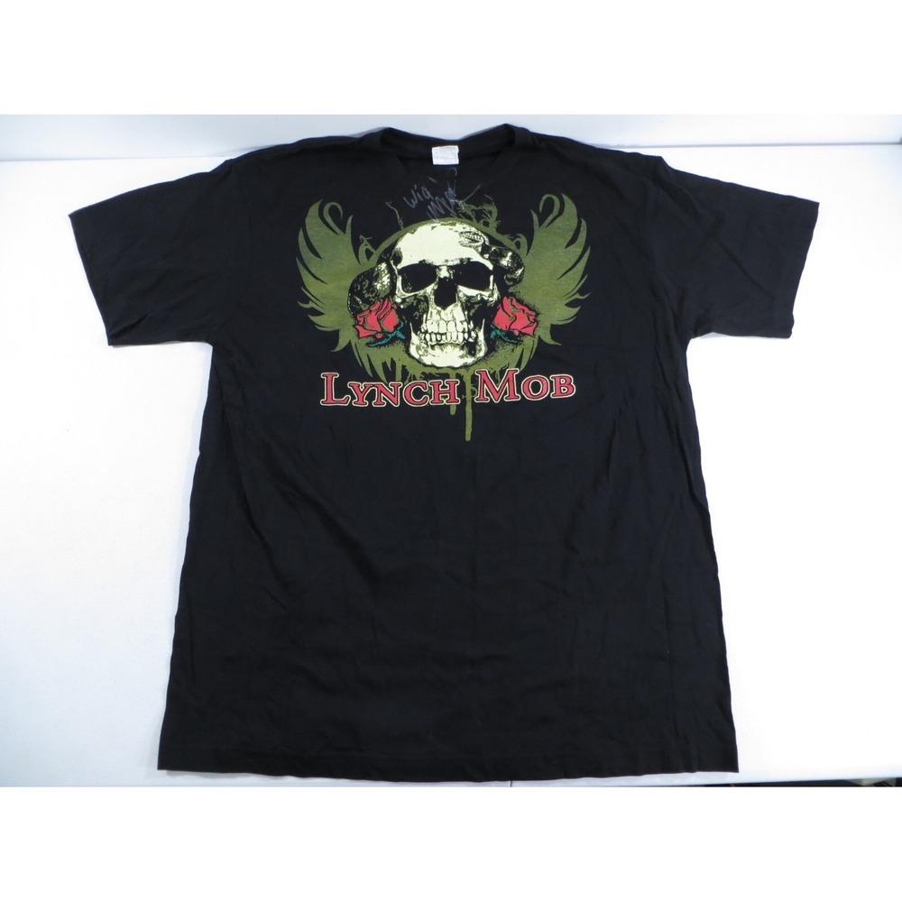 Lynch Mob Black Skull Band T-Shirt Size‎ XL Signed Autographed